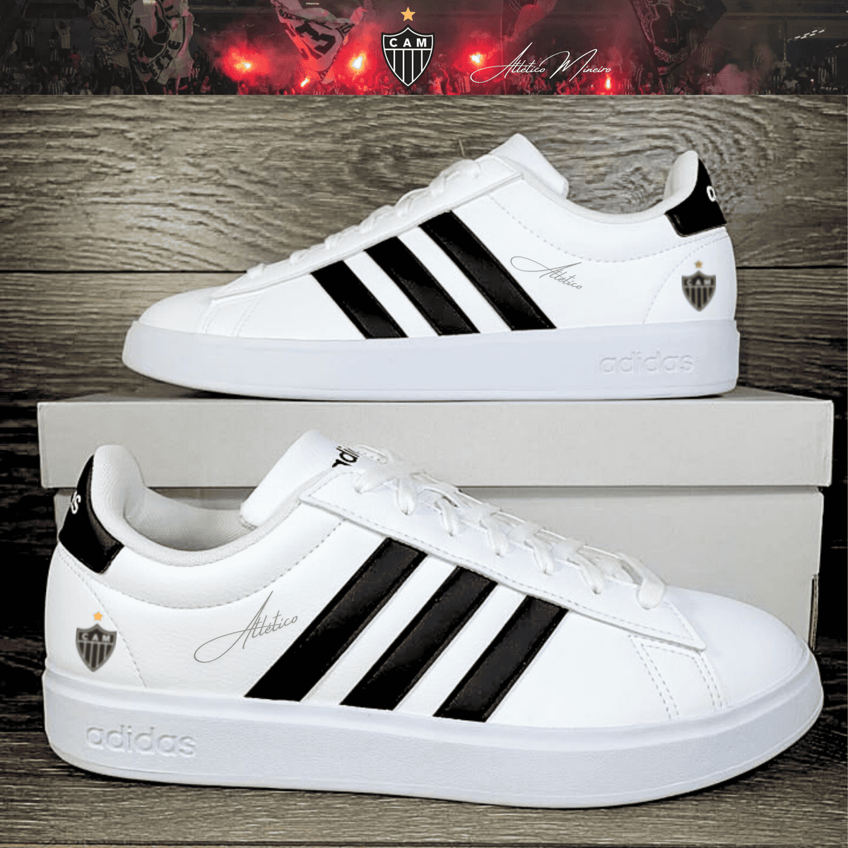 Exclusivo: Tênis Grand Court Signature Customizado Galo ATL Mineiro + *BRINDE 1x Caneca Oficial* - EDIÇÃO LIMITADA