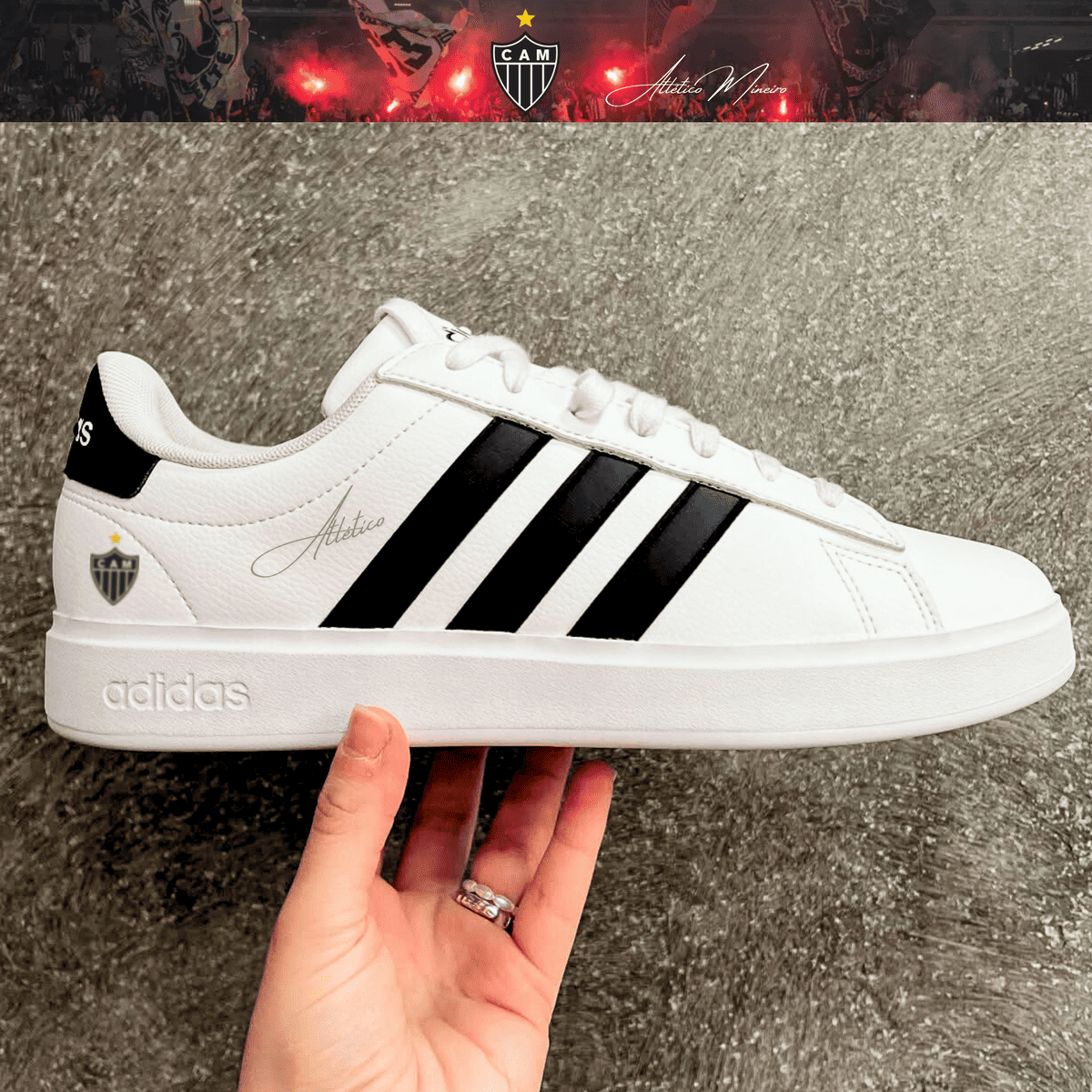 Exclusivo: Tênis Grand Court Signature Customizado Galo ATL Mineiro + *BRINDE 1x Caneca Oficial* - EDIÇÃO LIMITADA