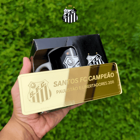 Exclusivo: Quadro de Medalhas Santos Multicampeão 2011 Libertadores e Paulistão Moldura de Madeira 33x33cm + *BRINDE 1x Caneca* - EDIÇÃO LIMITADA