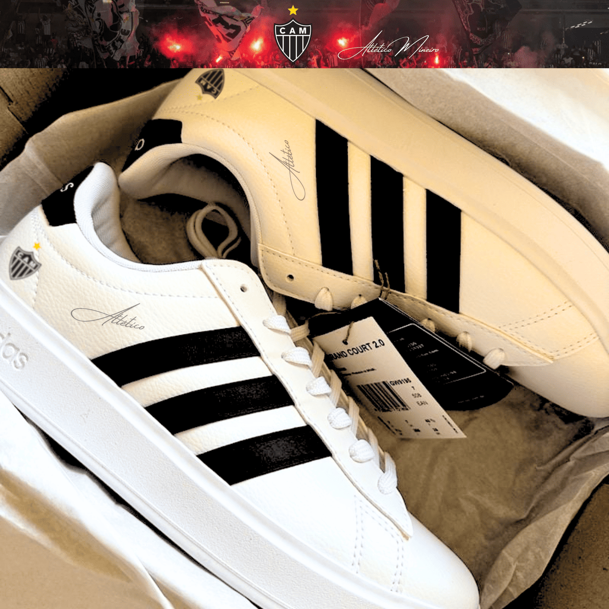 Exclusivo: Tênis Grand Court Signature Customizado Galo ATL Mineiro + *BRINDE 1x Caneca Oficial* - EDIÇÃO LIMITADA