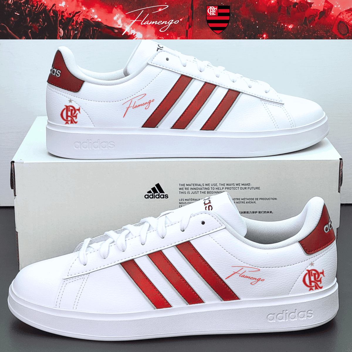 Exclusivo: Tênis Grand Court e VL Court 3.0 Signature Customizado do Mengão CRF + *BRINDE 1x Caneca Oficial* - EDIÇÃO LIMITADA