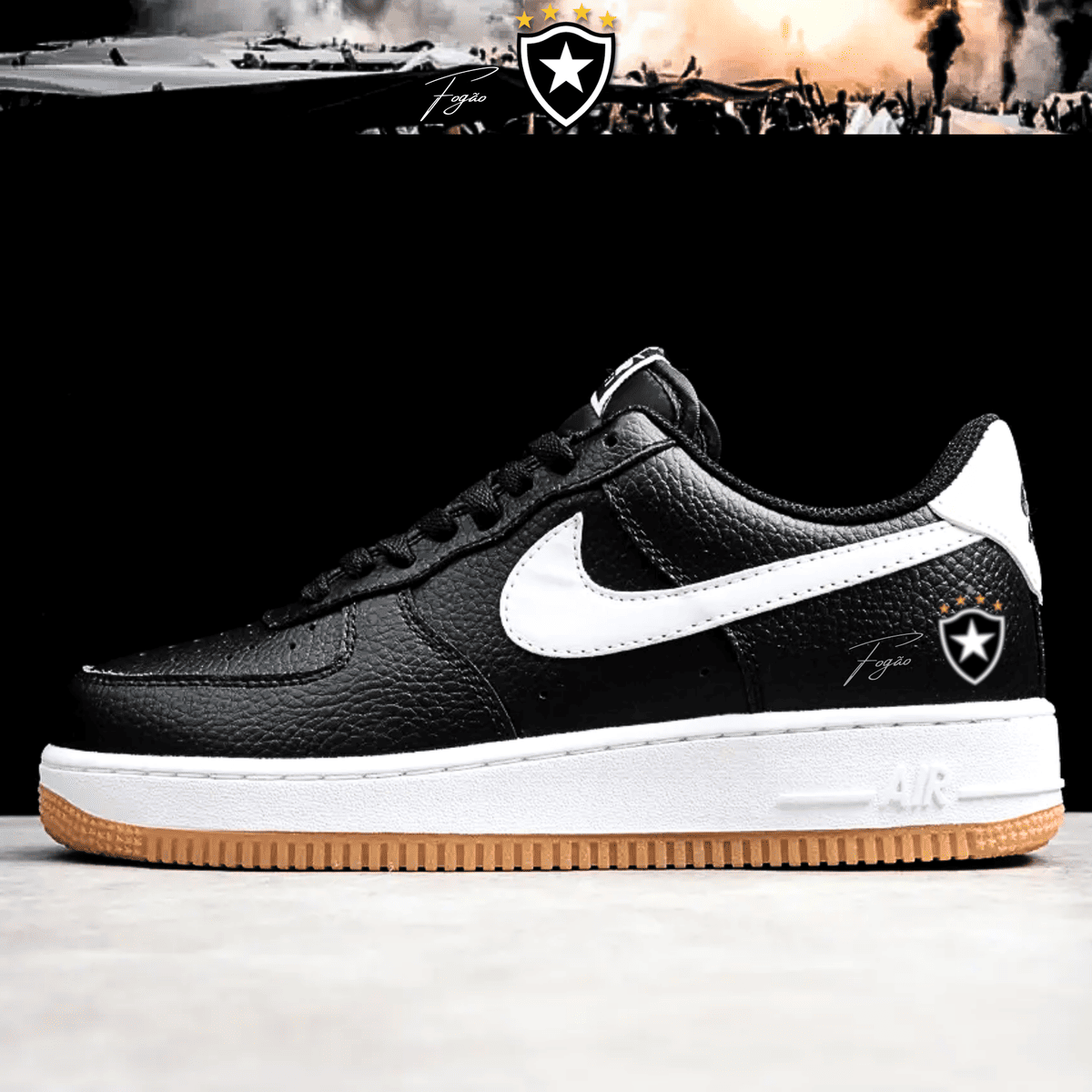 Exclusivo: Tênis Air Force White Black Obsidian Signature Customizado do Glorioso + *BRINDE 1x Caneca Oficial* - EDIÇÃO LIMITADA