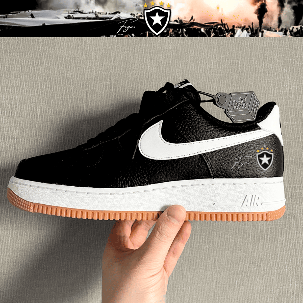 Exclusivo: Tênis Air Force White Black Obsidian Signature Customizado do Glorioso + *BRINDE 1x Caneca Oficial* - EDIÇÃO LIMITADA