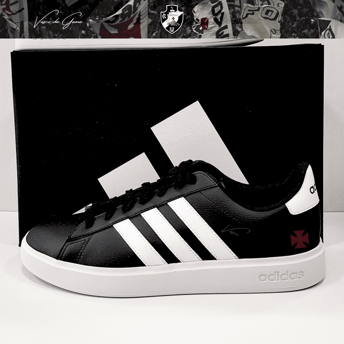 Exclusivo: Tênis Grand Court Signature Customizado Vasco Gigante da Colina + *BRINDE 1x Caneca Oficial* - EDIÇÃO LIMITADA