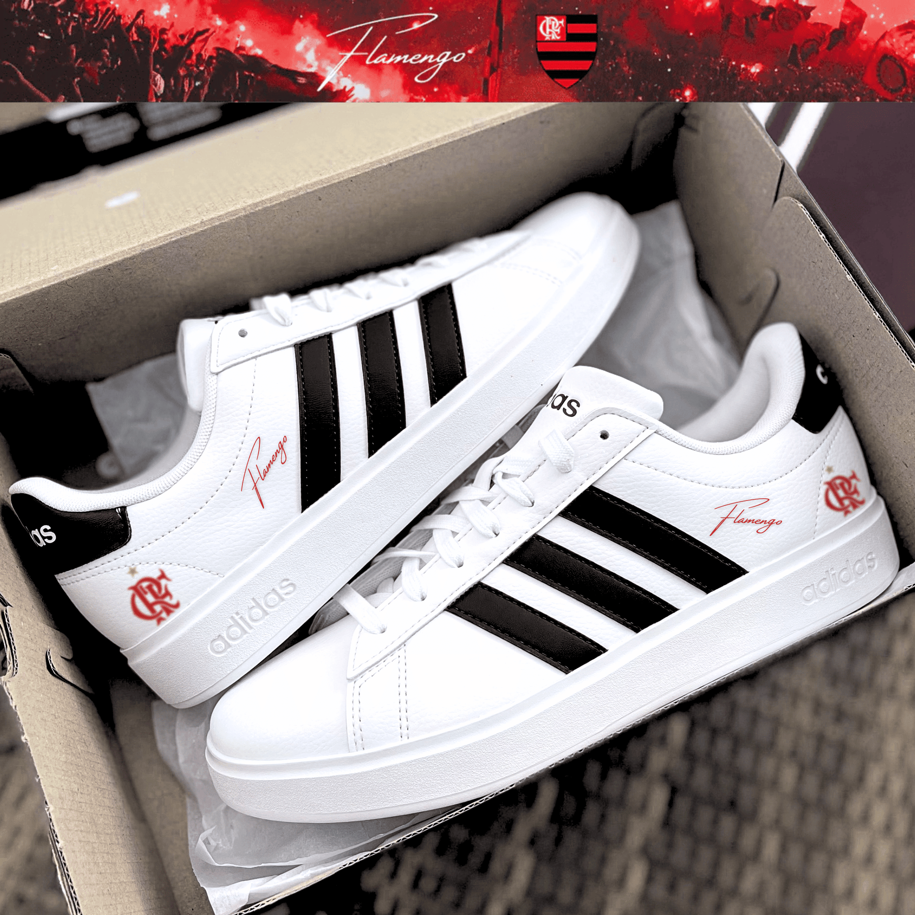 Exclusivo: Tênis Grand Court e VL Court 3.0 Signature Nova Versão Customizada do Mengão + *BRINDE 1x Caneca* - EDIÇÃO LIMITADA