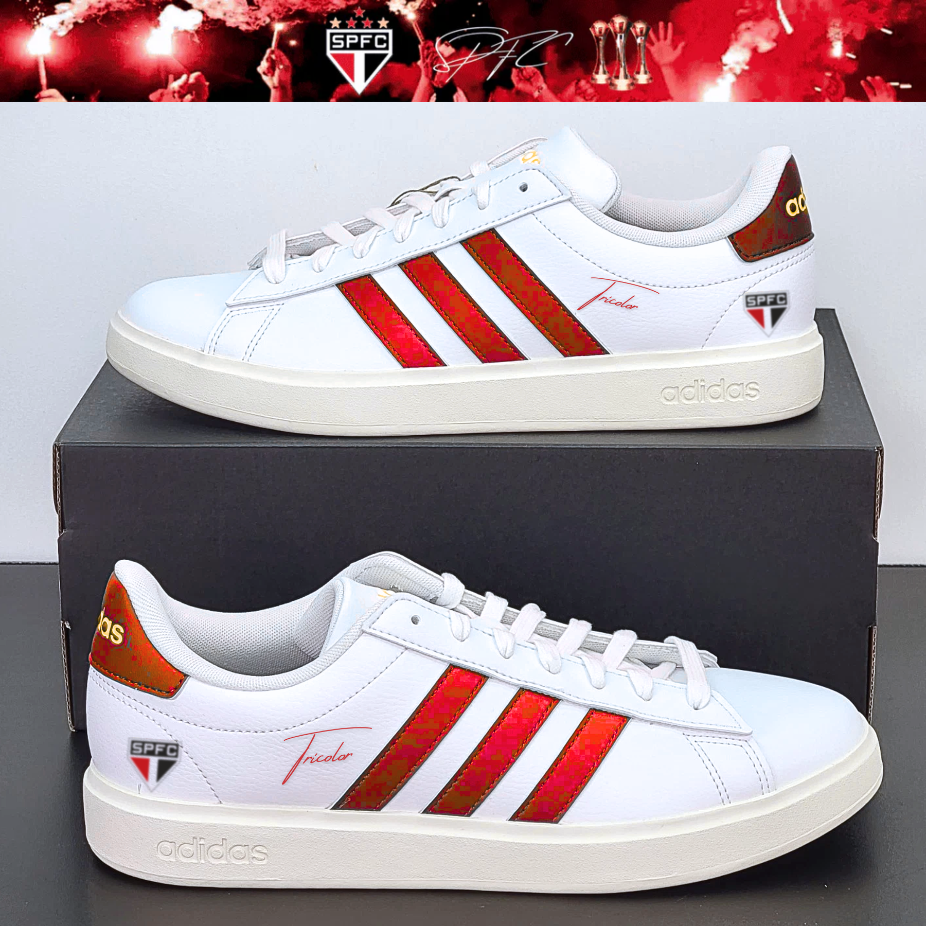 Exclusivo: Tênis Grand Court e VL Court 3.0 Signature Customizado do São Paulo + *BRINDE 1x Caneca Oficial* - EDIÇÃO LIMITADA