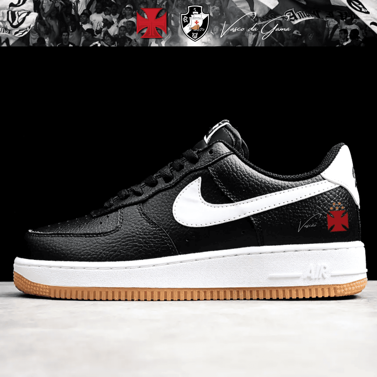 Exclusivo: Tênis Air Force White Black Obsidian Signature Customizado do Vasco + *BRINDE 1x Caneca Oficial* - EDIÇÃO LIMITADA