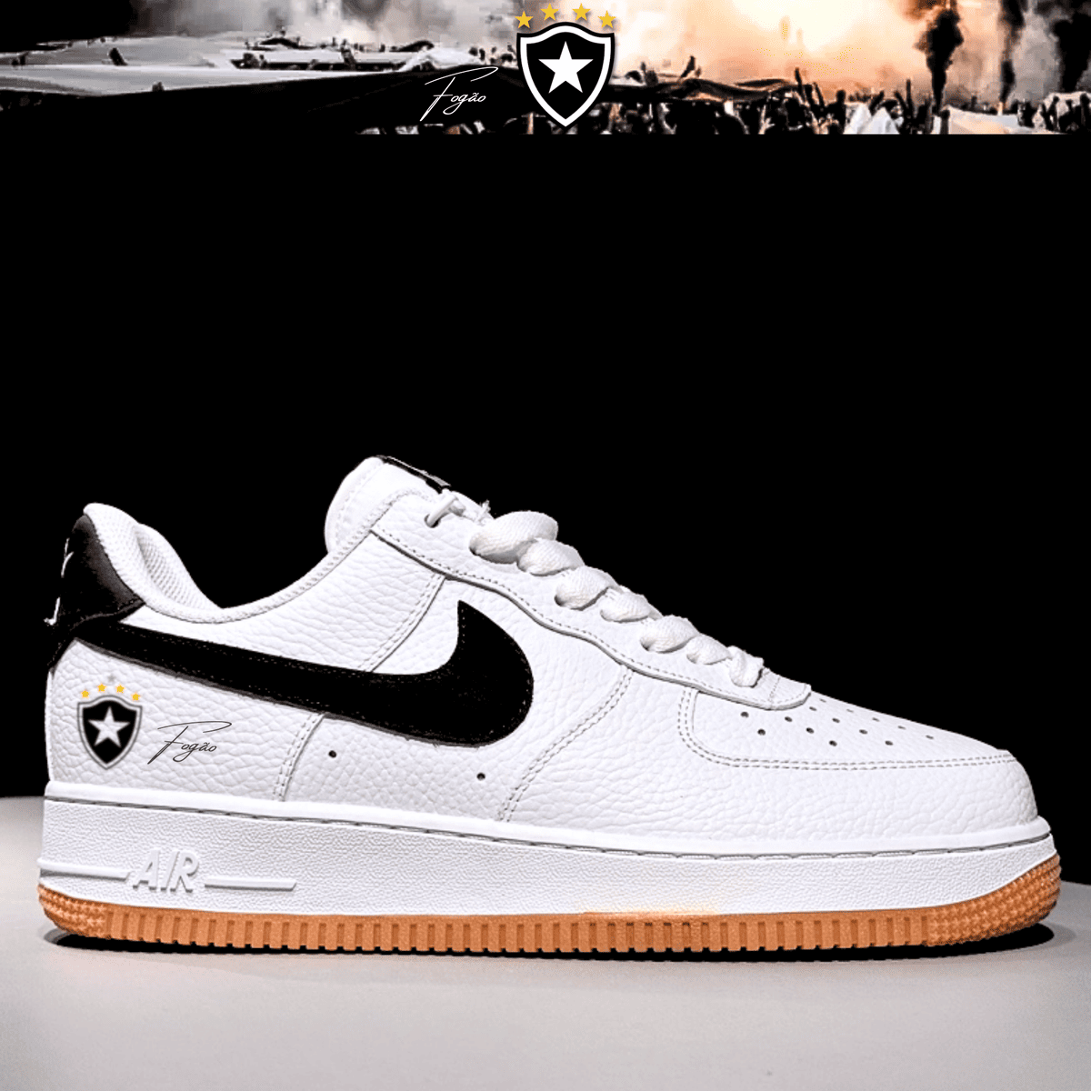 Exclusivo: Tênis Air Force White Black Obsidian Signature Customizado do Glorioso + *BRINDE 1x Caneca Oficial* - EDIÇÃO LIMITADA